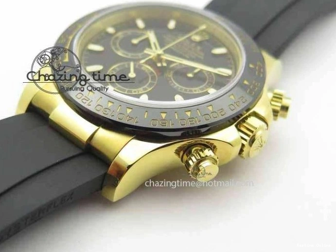 0301 Daytona YG 116518LN JH Best Edition Black Dial On Rubber Strap A4130 (Free XS rubber strap) WeatherProof 3645